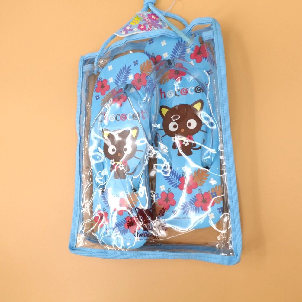 Vintage 2005 Sanrio Hello Kitty Chococat Flip Flops Womens Size Large Blue - Picture 11 of 12
